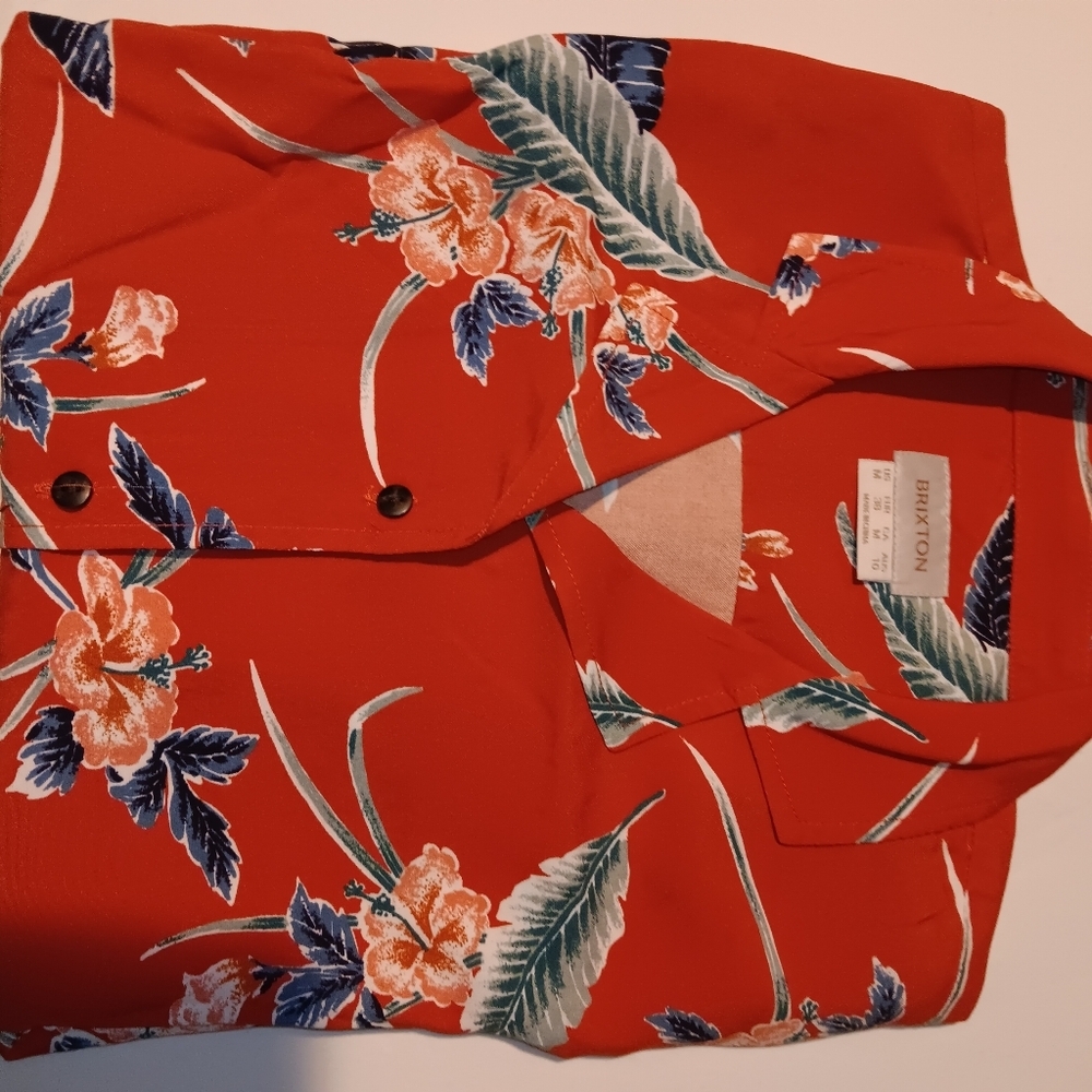 Tommy Bahama Red and Blue Casual Button Down Shirt - Picture 8 of 9